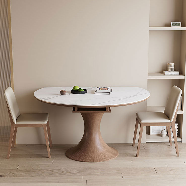 Elegant Table with Brown Sintered Stone and Ash Wood Finish fnl-267