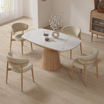 Elegant Brown Natural Sintered Stone Ash Wood Table - Modern Design fnl-269