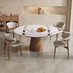 Elegant Brown Natural Sintered Stone Ash Wood Table - Modern Design fnl-269