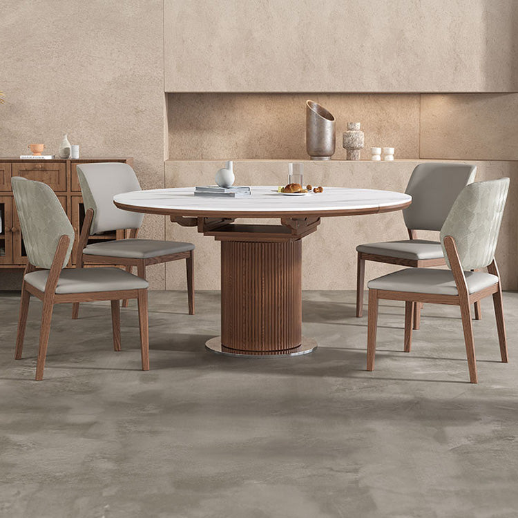 Elegant Natural Sintered Stone Table with Modern Ash Wood & Stainless Steel Accents fnl-271