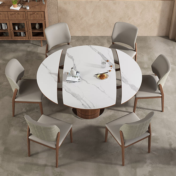 Elegant Natural Sintered Stone Table with Modern Ash Wood & Stainless Steel Accents fnl-271