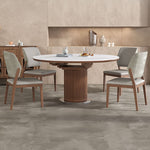 Elegant Sintered Stone & Ash Wood Table with Sleek Stainless Steel Accents fnl-272