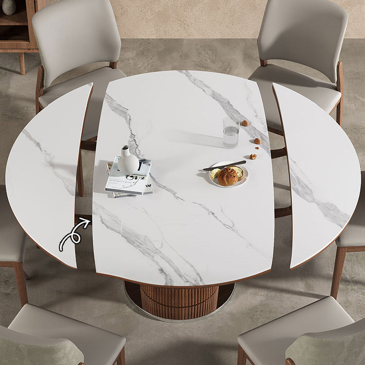 Elegant Sintered Stone & Ash Wood Table with Sleek Stainless Steel Accents fnl-272