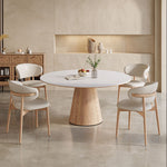 Elegant Dining Table with Natural Sintered Stone Top and Solid Wood Base fnl-274