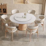 Elegant Dining Table with Natural Sintered Stone Top and Solid Wood Base fnl-274