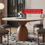 Elegant Brown Sintered Stone Dining Table with Solid Wood Base fnl-279
