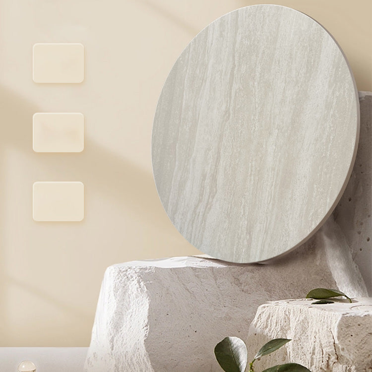 Elegant Brown Sintered Stone Dining Table with Solid Wood Base fnl-279