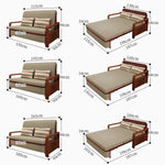 Stylish Sofa in Khaki Yellow with Dark Gray, Light Brown, and Blue Accents - Durable Rubber Wood and Pine Wood Frame with Faux Leather & Cotton-Linen Blend Upholstery fnm-949