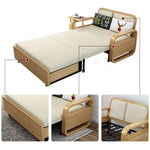 Modern Solid Wood Sofa in Beige with Cotton-Linen Blend Upholstery - Natural Light Gray, Khaki & Blue Accents fnm-953