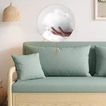 Modern Cotton-Linen Sofa in Elegant Green & Neutral Shades with Ash Wood Frame fnm-956