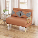 Stylish Leathaire Bed in Khaki Grey with Orange-Green Accents - Modern Comfort & Elegance foltm-1553