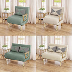 Stylish Leathaire Bed in Khaki Grey with Orange-Green Accents - Modern Comfort & Elegance foltm-1553