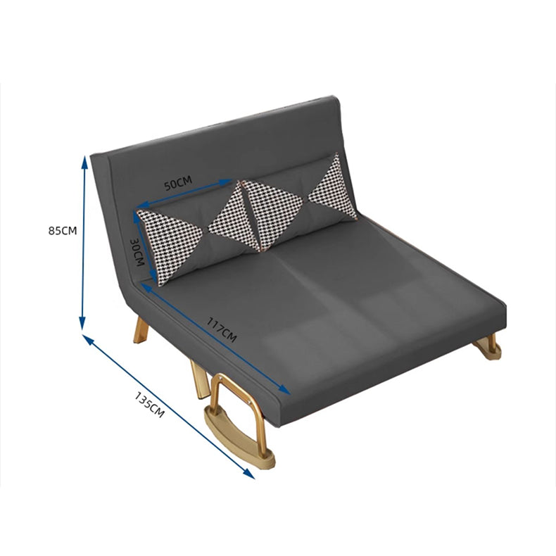 Stylish Leathaire Bed in Khaki Grey with Orange-Green Accents - Modern Comfort & Elegance foltm-1553