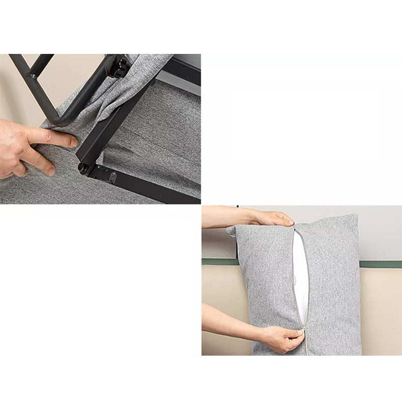 Stylish Grey-Green Bed with Durable Aluminum Alloy Frame and Cozy Cotton-Linen Upholstery foltm-1554