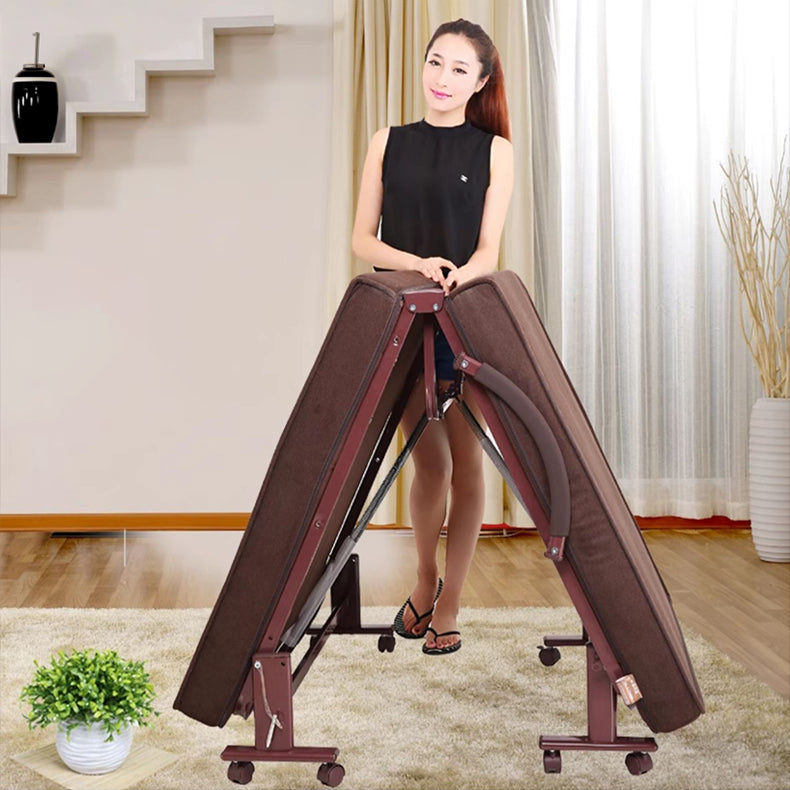 Luxurious Dark Brown Latex Suede Fabric Bed - Elegant Grey Design foltm-1556