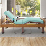 Luxurious Green and Grey Cotton-Linen Blend Bed with Coconut Palm Latex foltm-1557