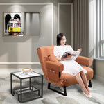 Luxurious Green Leathaire Bed - Vibrant Orange Accents for Modern Decor foltm-1560