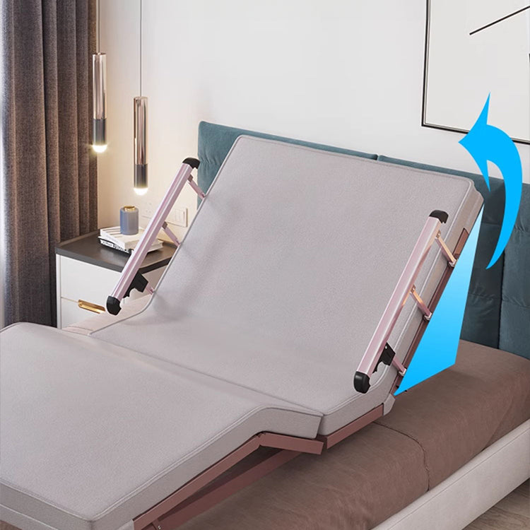 Elegant Grey-Green Solid Wood Bed with Cotton and Linen Upholstery - Coconut Palm Finish foltm-1561