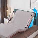 Elegant Grey-Green Solid Wood Bed with Cotton and Linen Upholstery - Coconut Palm Finish foltm-1561