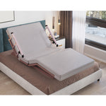 Elegant Grey-Green Solid Wood Bed with Cotton and Linen Upholstery - Coconut Palm Finish foltm-1561