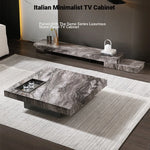 Elegant Ceramic Sintered Stone Coffee Table with Multi-layer Design and Stainless Steel Accents – Modern Living Room Centerpiece fplk-5022