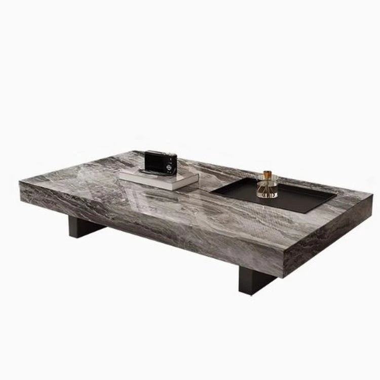 Modern Ceramic Sintered Stone Tea Table with Stylish Multi-Layer Design – Elegant Home Furniture for Living Room fplk-5023