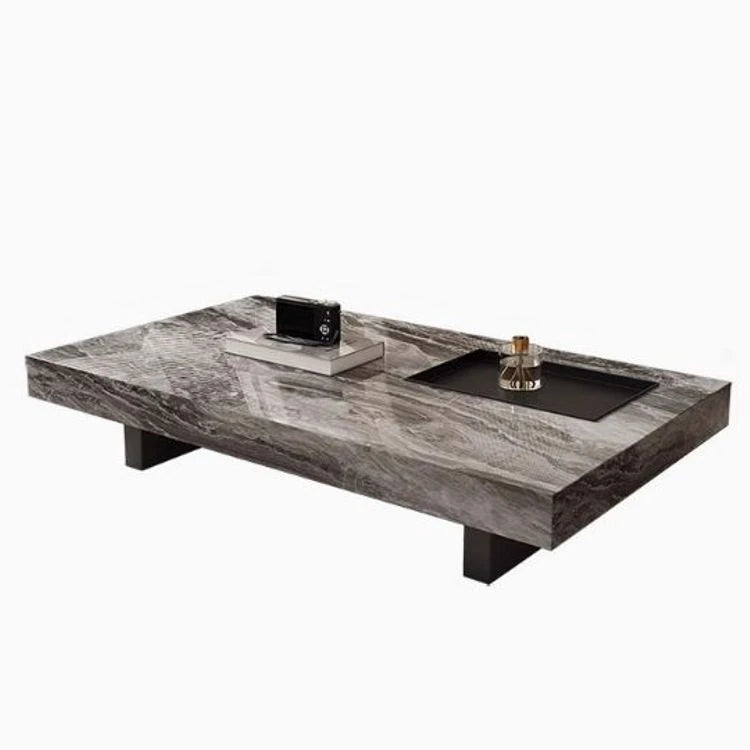 Modern Ceramic Sintered Stone Tea Table with Stylish Multi-Layer Design – Elegant Home Furniture for Living Room fplk-5023