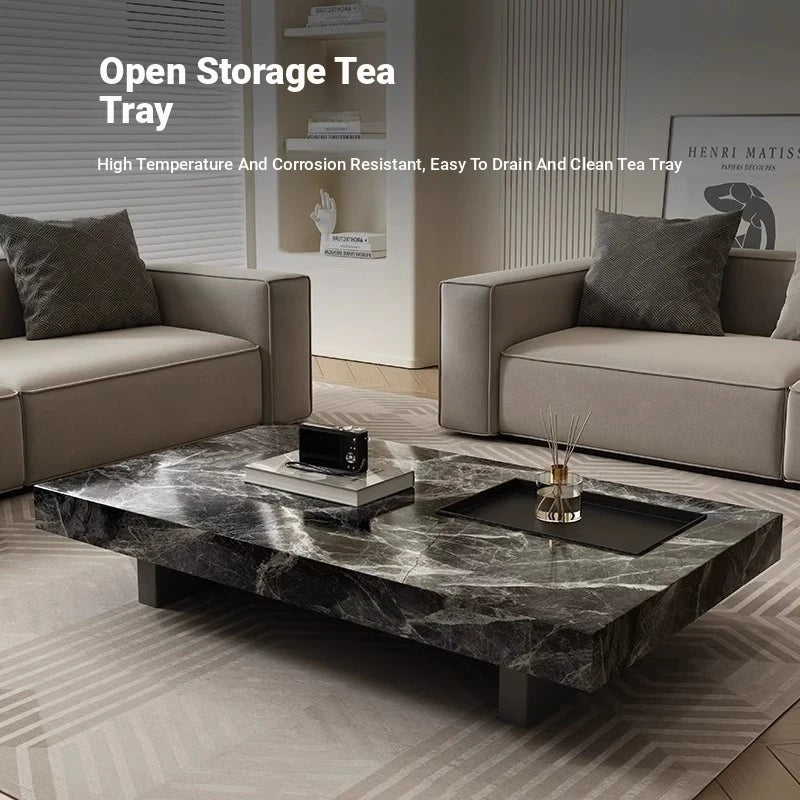Modern Ceramic Sintered Stone Tea Table with Stylish Multi-Layer Design – Elegant Home Furniture for Living Room fplk-5023