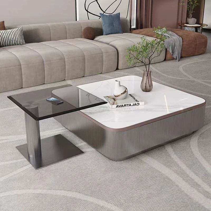 Sleek Modern Tempered Glass Tea Table – Stylish Square Accent Table for Living Room fplk-5024
