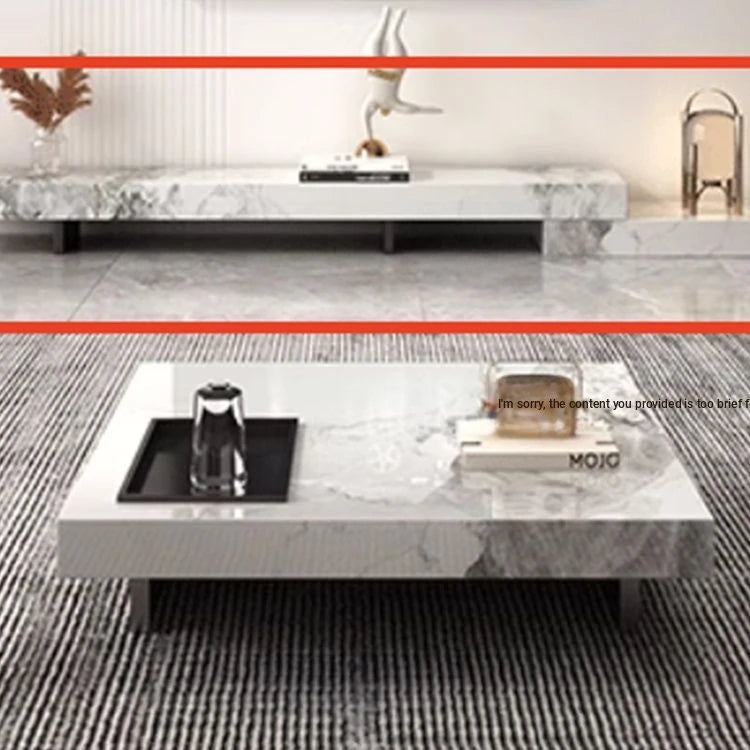 Modern Ceramic Sintered Stone TV Cabinet - Elegant Multi-layer Board Entertainment Unit for Stylish Living Rooms fplk-5025