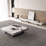 Modern Ceramic Sintered Stone TV Cabinet - Elegant Multi-layer Board Entertainment Unit for Stylish Living Rooms fplk-5025