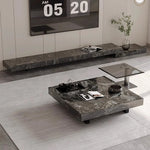 Modern Ceramic Sintered Stone TV Cabinet - Elegant Multi-layer Board Entertainment Unit for Stylish Living Rooms fplk-5025