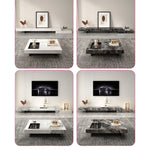 Modern Ceramic Sintered Stone TV Cabinet - Elegant Multi-layer Board Entertainment Unit for Stylish Living Rooms fplk-5025