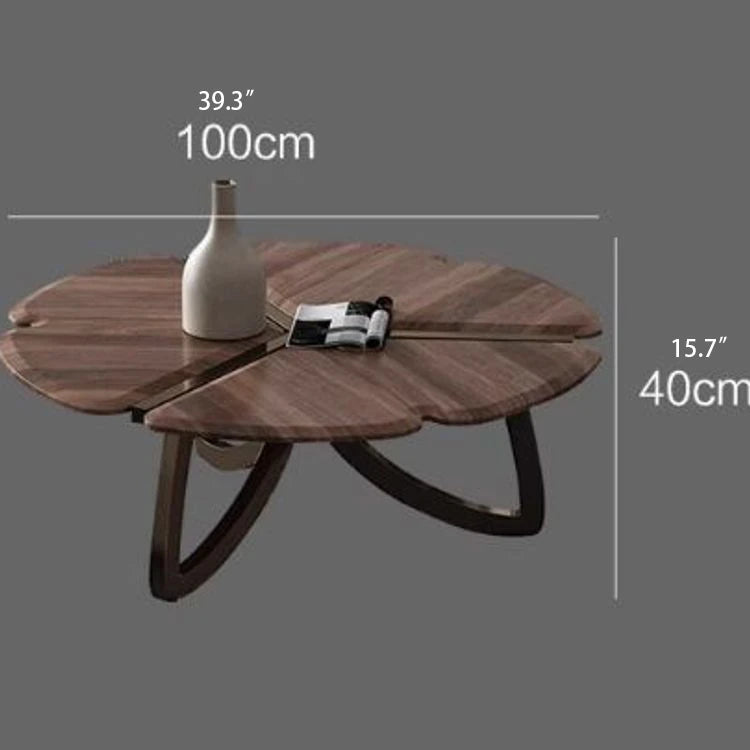 Elegant Black Walnut Wood Tea Table Set with Stainless Steel Accents - Modern Design for Stylish Living Rooms fplk-5026