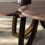 Elegant Black Walnut Wood Tea Table Set with Stainless Steel Accents - Modern Design for Stylish Living Rooms fplk-5026
