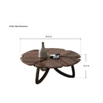 Elegant Black Walnut Wood Tea Table Set with Stainless Steel Accents - Modern Design for Stylish Living Rooms fplk-5026