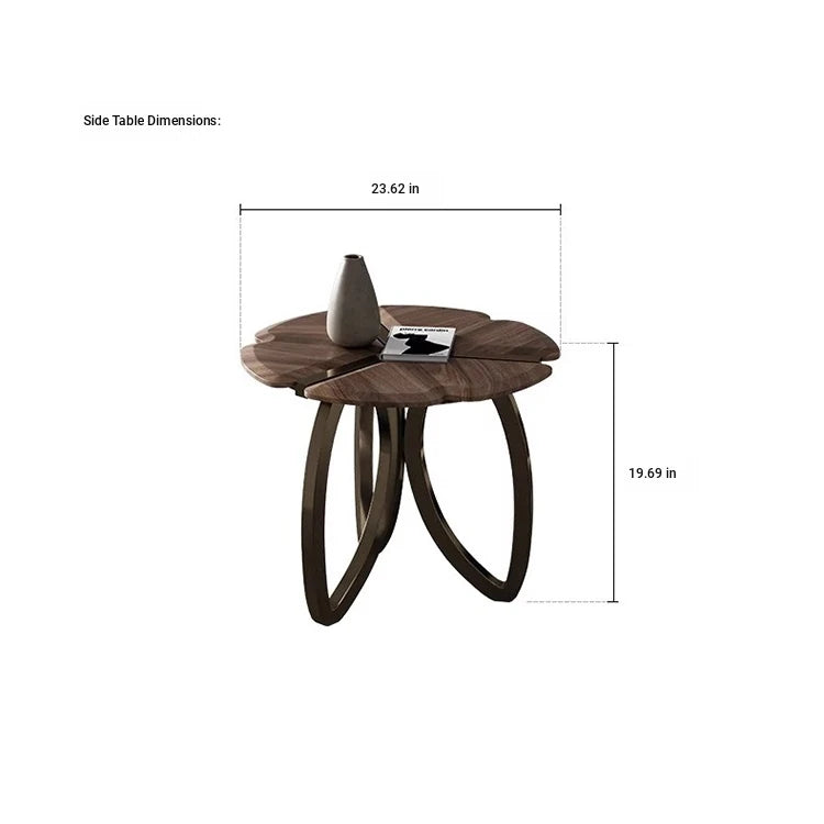 Elegant Black Walnut Wood Tea Table Set with Stainless Steel Accents - Modern Design for Stylish Living Rooms fplk-5026