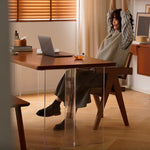 Sleek Cherry Wood Dining Table with Modern Acrylic Base - Stylish Home Addition fpmxm-2769