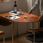 Elegant Cherry Wood Dining Chair with Rattan and Faux Leather Finish fpmxm-2772