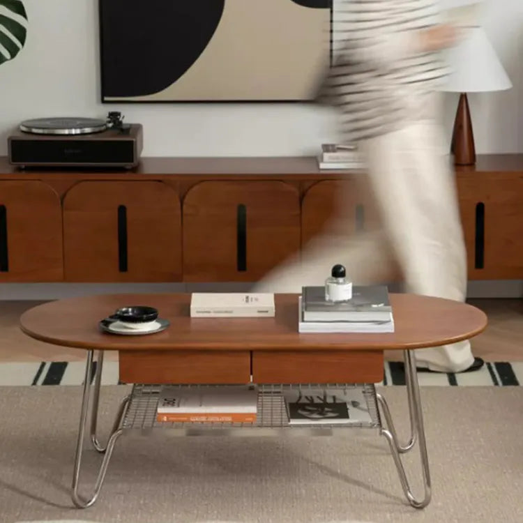 Elegant Boxwood Beech Coffee Table with Modern Metal Frame – Stylish Living Room Centerpiece fpmxm-2779