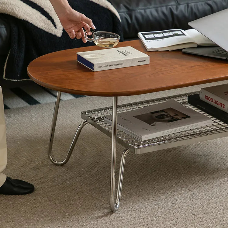 Elegant Boxwood Beech Coffee Table with Modern Metal Frame – Stylish Living Room Centerpiece fpmxm-2779