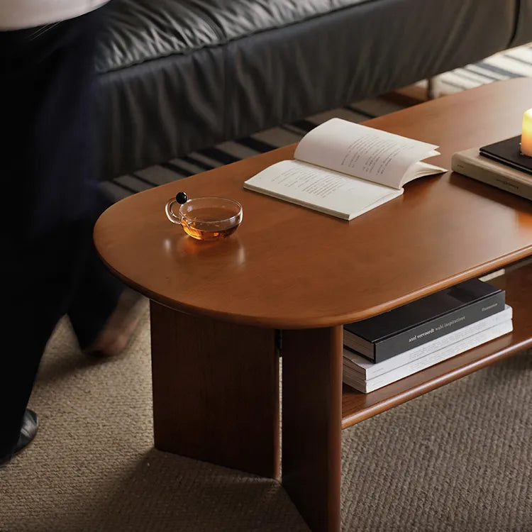 Elegant Cherry Wood Coffee Table with Modern Design - Perfect for Living Room Spaces fpmxm-2781