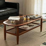 Stylish Cherry Wood & Boxwood Coffee Table with Tempered Glass Top fpmxm-2782