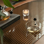 Stylish Cherry Wood & Boxwood Coffee Table with Tempered Glass Top fpmxm-2782