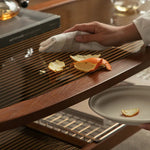 Stylish Cherry Wood & Boxwood Coffee Table with Tempered Glass Top fpmxm-2782