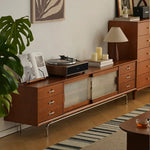 Sleek Boxwood Beech TV Stand with Glass Doors – Elegant Storage Solution fpmxm-2785