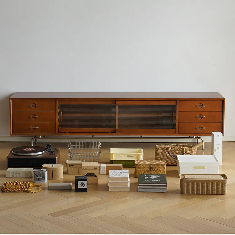 Sleek Boxwood Beech TV Stand with Glass Doors – Elegant Storage Solution fpmxm-2785