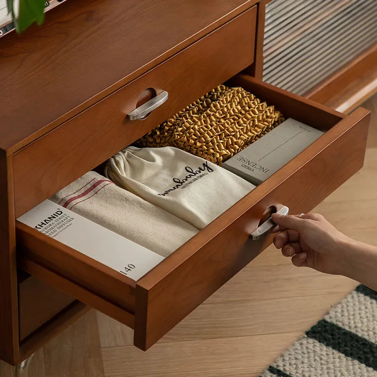 Sleek Boxwood Beech TV Stand with Glass Doors – Elegant Storage Solution fpmxm-2785