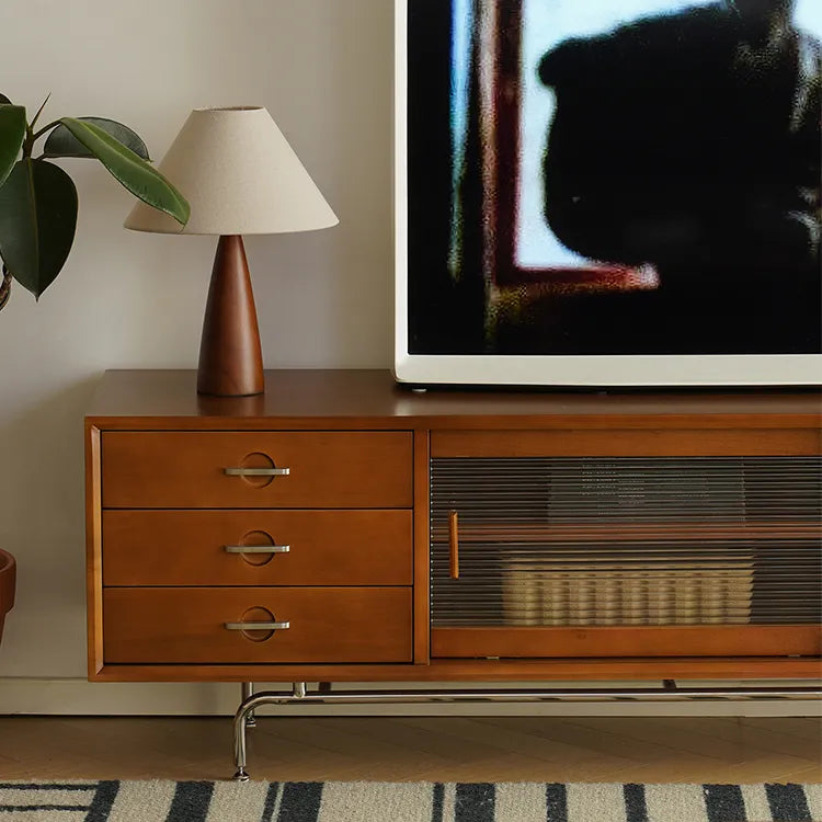 Sleek Boxwood Beech TV Stand with Glass Doors – Elegant Storage Solution fpmxm-2785