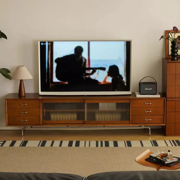 Sleek Boxwood Beech TV Stand with Glass Doors – Elegant Storage Solution fpmxm-2785